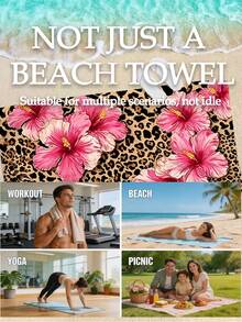 1pc[Soft Quick-Dry]250g Microfiber Large Beach Towel | Size: 70*140cm/90*180cm | Print Pattern: Leopard Pink Floral | Highly Absorbent, Portable And Easy To Use, Can Be Used As Pool Towel, Swimming Towel, Beach Towel | Suitable For Beach, Yoga, Camping, Fitness And Travel - Multicolor - View 9