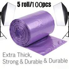 5 Rolls 100pcs Large Size Thickened Drawstring Trash Bags, High Toughness, Strong Load-Bearing, Durable And Sturdy, Suitable For Home, Kitchen, Office And Outdoor Cleaning - Multicolor - View 4