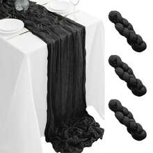 3/6/12Pack Black Cheesecloth Table Runner 17x108Inch Spring Easter Cheese Cloth Table Runner 9FT Boho Gauze Table Runners Rustic Sheer Table Runners For Wedding Bridal Party Decor - Black - View 10
