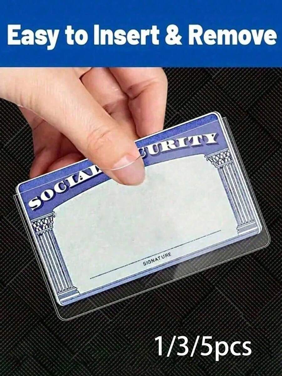 1/3/5 st ID-fotokortshållare med integritetsskydd – matt PVC-kortficka med kristallklart självhäftande hantverk, körkortshållare, lämplig för kontor, skola, kreditkort, arbets-ID och nyckelkort, smidig att bära, kompakt och lätt