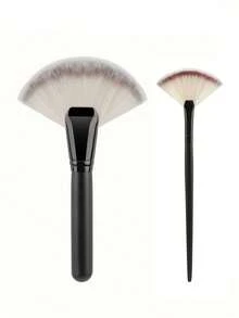 1/2 piezas Brochas de maquillaje grandes en forma de abanico para polvo facial, base, rubor y corrector, herramientas cosméticas, pincel de cerdas suaves multifuncional, herramienta de belleza 3 en 1 para polvo suelto, fijar el maquillaje y brillo intenso - Multicolor - Ver 18