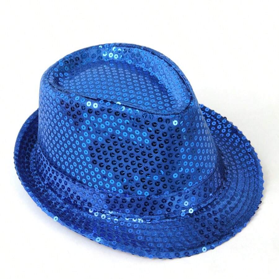 Adult Sequin Fedora Hat, Stage Performance Dance Party Costume Hat, Unisex - A - View 1