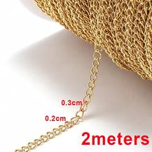 2m Fashion Stainless Steel O-Chain Round Circle Chain Lip Chain Cross Bead Chain For DIY Handmade Necklace Bracelet Jewelry Accessories - Chain - View 14