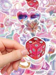 50 piezas de pegatinas holográficas en tonos pastel, calcomanías de dibujos animados, adecuadas para scrapbooking, portátil, equipaje, guitarra, botella de agua, funda de teléfono, manualidades, útiles escolares y vuelta al colegio - Fresco y limpio - Ver 1
