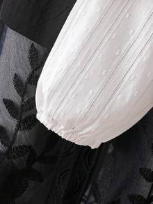Girls' Classic White Long Sleeve Shirt With Collar, Autumn - White - View 4