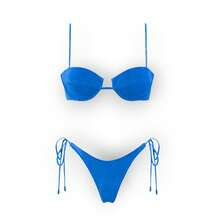 Women's Glossy String Bikini Set Soild Swimsuit Women's Fashion Bikini Green Halter Sport Swimsuit Beach Vacation Low Cut Shiny - 玫紅色 - 查看 3