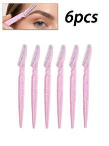 60/30/24/12/6/1pcs Pink Glitter Women's Facial Exfoliating Razor Set, Includes Storage Box, Eyebrow Razor And Facial Razor, Unisex Facial Razor, Long Handle Blade With Precision Guard, Women's Beauty Tool - Pink - View 10