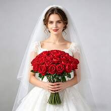 22 rosas artificiales a granel, rosas de seda falsas, rosas realistas para centros de mesa de boda, arreglos florales, decoración del hogar - Rojo - Ver 2