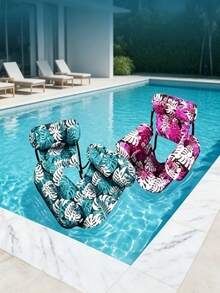 1pc/2pcs Adult Thickened Inflatable Pool Float Mat, Tropical Leaf Pattern Adult Inflatable Pool Lounge Chair, Suitable For Summer Parties, Beach, Lake And Other Water Activities, Enjoy Beach Leisure Time | Vibrant Colors | Comfortable Mesh Fabric, Adult Beach Chair - Multiple Styles - View 2