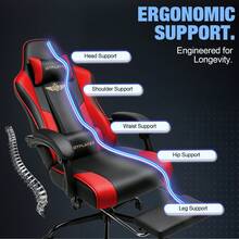 Gaming Chair For Adults Computer Chairs With Footrest Headrest And Lumbar Support Ergonomic Height Adjustable Reclining PC Chair - Red - View 4
