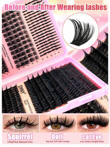 Eimny 699pcs Dense Pointed Cluster False Eyelashes Set, Anime Fox Eye Single Lash, D Curl Mixed Length 8-16mm, Large Capacity Soft Lightweight Long-Lasting DIY Eyelashes, Includes Full Tool Kit, Suitable For Party, Stage And All Occasion Makeup - Multicolor - View 3