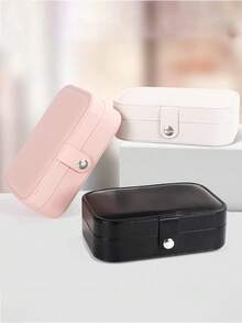 1pc Large Capacity Travel Jewelry Box, High-Quality PU Leather Jewelry Box, Multi-Functional Double Layer Jewelry Storage Box, Travel Storage Accessories, Suitable For Storing Rings, Necklaces, Pendants, Earrings, Holiday Gift, Women's Gift. - Multicolor - View 4