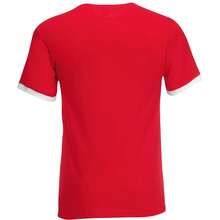 Fruit Of The Loom Mens Ringer Short Sleeve T-Shirt - Red/White - View 2