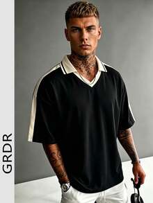 GRDR 男士时尚宽松短袖T恤 | 精致设计 | 夏季必备 | 百搭易配 | 展现你的风格 - 黑色 - 查看 4