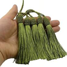 20pcs Silk Tassel Bookmarks With 2-Inch Rings And Chinese Knots, Suitable For Jewelry Making, Souvenirs, Bookmarks And DIY Handmade Accessories (Navy Green). Can Be Used For Keychain Decorations, Windows, Wedding Gifts, Etc. - L-Grass Green - View 6