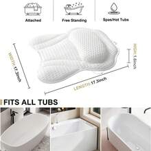 1 Piece Bath Pillow, Bathtub Pillow, Neck Support Cushion, Bathtub SPA Mat, Relaxing Head Rest Bathtub Pillow, Portable Washable Bathtub Accessory With 4D Breathable Mesh Thick Soft Bath Pillow - White - View 10