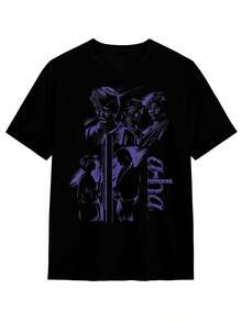 Collage Pattern T Shirt - Vintage80The Era Band T Shirt,Designed With Purple And Blue Musical Notes - Durable230Gram Weight Round Neck T Shirt,Unisex - Suitable For Casual Concerts And Everyday Wear - A-Ha Fan Clothing,Music T Shirt.Breathable And Lightweight Casual Wear2026New T Shirt.Breathable Stretch Fabric,Suitable For Summer Leisure T Shirt,Machine Washable,Suitable For Outdoor And Home Wear,T Shirt,Figure - Black - View 1