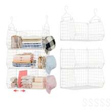 Estantes para colgar clóset extra grandes de 3 niveles con divisor 16.5 pulgadas de largo x 11.8 pulgadas de ancho x 33.6 pulgadas de alto y almacenamiento con 5 ganchos S organizador de ropa para - Blanco - Ver 2
