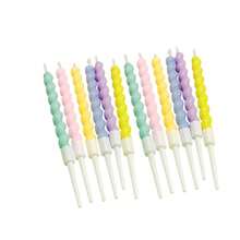 HIBIRTH 12pcs Colorful Spiral Threaded Candles, Indoor Cake Candles, Creative Happy Birthday Candles, Birthday Party Celebration Spiral Candles, Baking Decoration Inserts - View 8