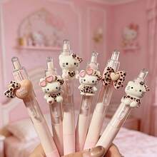Sanrio Random 6/12Piece Set KT Cat 3D 0.5mm Neutral Pen, Cute Pink Click Pen With Smooth Writing, Quick-Drying, Paper-Friendly, Ideal For Note-Taking, Journaling, Office Memoranda, Etc. Perfect For Both Gifting And Personal Use - Sets - View 6