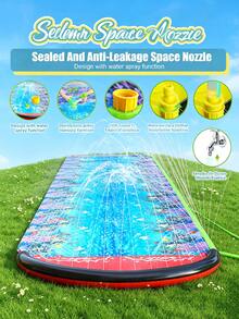 Seluncuran Air Halaman Rumput Sepanjang 15,75 kaki dengan 2 Papan Seluncuran Bergaya Ski dan Sistem Semprotan Air di Sekitarnya, Peralatan Bermain Air Luar Ruangan untuk Halaman Belakang Kolam Renang dan Hiburan Musim Panas - MultiWarna - View 1
