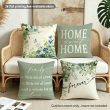4pcs Minimalist Daily Plant Warm Home Slogan Cushion Covers, Single-Sided Printed Peach Skin Velvet Polyester Material, 45*45CM Pillowcases For Modern Fabric Sofa Indoor Decor, Party Decoration, Gift Giving - Multicolor - View 4
