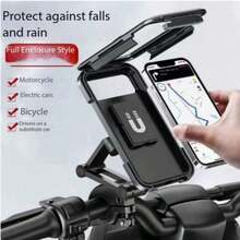 1pc Foldable Horizontal/Vertical Bicycle Phone Holder With Full Protective Cover, Rainproof Motorcycle/Electric Bike/Bicycle Navigation Mount, Waterproof, Shockproof, Anti-Drop, Dustproof - Multicolor - View 1