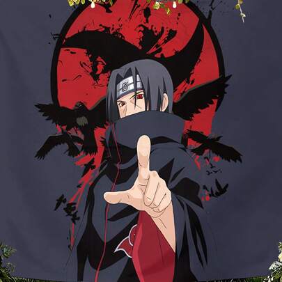 Miniso Japanese Manga Naruto Uchiha Itachi Wall Tapestry Cool Akatsuki Outfit Design Photo Background Cloth For Gaming Room Apartment Decoration