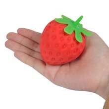 1pc Cute Strawberry Squeeze Stress Toys For Kids, Soft Fruit Shaped Squishy Fidget Toy, Toddlers Classroom Reward, Boys Girls Birthday Party Favor Novelty Sensory Play Gift - Multicolor - View 4