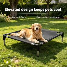 Cooling Elevated Dog Bed, Stainless Steel Pet Cot, Breathable Oxford Fabric, Removable Washable Scratch And Bite Resistant, Indoor Outdoor Camping Universal, Suitable For Large Medium Small Dogs - Black - View 10