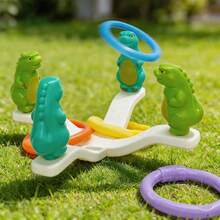 Happy Dinosaur Seesaw Toy Set, Includes 4 Dinosaurs + 4 Rings (Random Color) + 2 Bases, Cute Animal Ring Toss Toy For Kids, Early Education Intellectual Leisure Toy, Optimizes Children's Hand Flexibility, Fun Play To Relieve Fatigue, Suitable Gift For Festivals - Multicolor - View 4