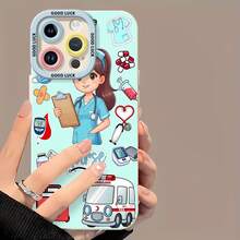 Funda para teléfono con diseño de enfermera, compatible con fundas para teléfonos , Apple, VIVO, OPPO,  y Honor. Fabricada en TPU, ofrece protección contra golpes y caídas. - Blanco - Ver 6