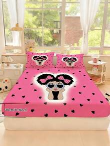 2/3piezas Juego de Ropa de Cama de Princesa Linda y Cool, Juego de Sábanas Rosas para Niños con Fundas de Almohada, Cubrecama con Dibujos Animados de Gafas de Moda con Corazón para Dormitorio de Niñas (Tamaño Twin/Full/Queen/King) - Multicolor - Ver 3