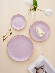 1 pieza Bandeja de almacenamiento multiusos de lujo novedosa con borde dorado redondo - Rosa vieja - Ver 5