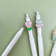 Cute 3D Flower Decor Retractable Gel Pen, Ins Fresh Style ST Point Smooth Writing Neutral Pen, Portable School Homework Stationery Ballpoint Pen - Multicolor - View 8