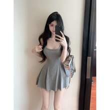Women Short Dresses - Grey - View 8