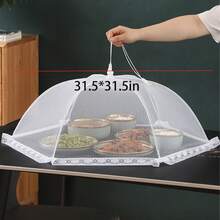 1pc Foldable Food Cover, Dust-Proof And Fly-Proof Table Food Cover, Vegetable Cover Umbrella, Rectangular Mosquito-Proof Kitchen Cover - White - View 17