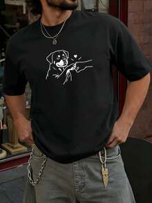Men Plus Size T-Shirts - Black - View 1