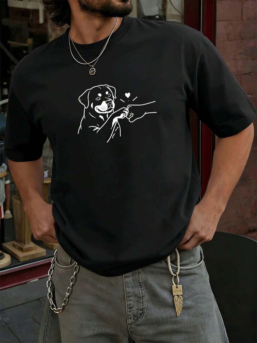 Men Plus Size T-Shirts - Black - View 1