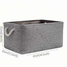 3 Sizes, 1pc Foldable Gray Desktop Storage Basket, Large Capacity With Handle, Can Be Used For Toy Storage, Dirty Clothes, Gift Baskets, Wall Hanging Baskets, Mini Velvet Baskets, Storage Organizers, Makeup Baskets, Suitable For Living Room, Bedroom, Back To School Season - Grey - View 6