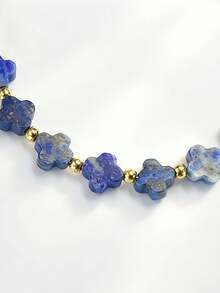 Lapis Lazuli Four-Leaf Clover Braided Bracelet, Wealth-Attracting, Luck, Harmony Adjustable Vintage Bohemian Holiday Gift Jewelry For Women Men - Multicolor - View 3