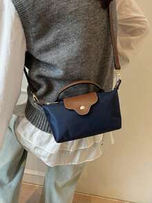 Dedoo Tas Mini Dumpling Wanita, Tali Bahu yang Dapat Dilepas, Pegangan Atas, 3 Cara Membawa, Tas Selempang Minimalis untuk Komuter, Cocok untuk Penggunaan Sehari-hari di Musim Semi/Panas - Navy Blue - View 3