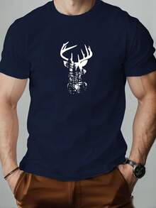 Men's Deer Pattern Summer Casual Short-Sleeve T-Shirt - 白色 - 查看 8