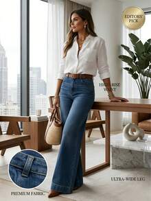 Women's Vintage High-Waisted Wide-Leg Jeans For Spring & Summer | Womenswear Bottom With Figure-Flattering Fit - Zhonglan - View 1