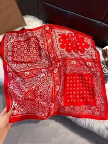 1pc Women's Elegant Vintage Paisley Print Chiffon Scarf, Bohemian Style 70cm Square Scarf, Neck Scarf, Headband, Lightweight Decorative Accessory Suitable For All Seasons - Multicolor - View 8