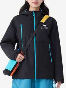 CAMEL CROWN Women's Single-Layer Hardshell Outdoor Jacket, Comfortable, Water-Repellent, And Lightweight Hiking Mountaineering Jacket Suitable For Spring - Phantom Black - View 2