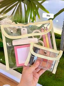 Customize A Storage Bag - Transparent Student Pencil Case, Personalized Makeup Storage Bag, Personalized Pencil Case - Multicolor - View 2