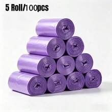 5 Rolls 100pcs Large Size Thickened Drawstring Trash Bags, High Toughness, Strong Load-Bearing, Durable And Sturdy, Suitable For Home, Kitchen, Office And Outdoor Cleaning - Multicolor - View 6