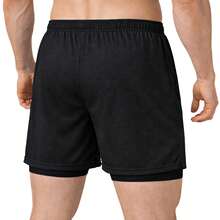 Kit 3 Dry Fit Thermal Training Shorts 2 In 1 With Cell Phone Pocket And Towel Holder Fitness Gym Shorts - 黑色 - 查看 4