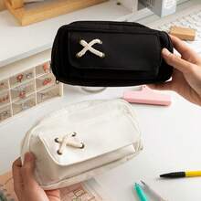 1 Stück Hanfseil Umhängetasche mit großer Kapazität, mehrschichtige Federtasche, Stifttasche, minimalistische Make-up-Aufbewahrungstasche, Büro-Schreibwaren-Organizer, Bleistift- & Marker-Box, Schulanfang Geschenk, Schulbedarf, Federtasche, Rucksack - Einzelstück - Übersicht 6